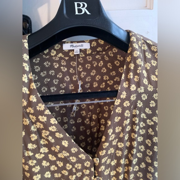 Madewell Button-Cuff Midi Dress in Woodcut Flowers Sz 00 - Picture 6 of 6